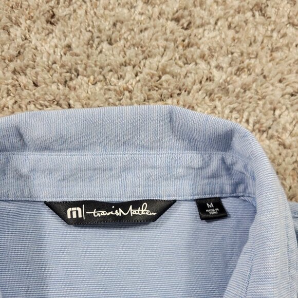 Travis Mathew Polo Shirt Mens Mediun Blue Short Sleeve Golf Logo - Picture 2 of 7